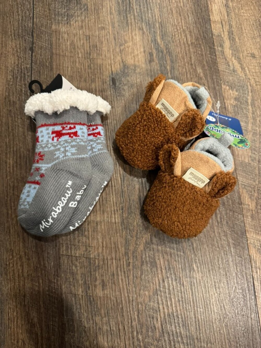Set of 2 Baby Slippers Socks Pre-Walking Shoes - 0-6 Months